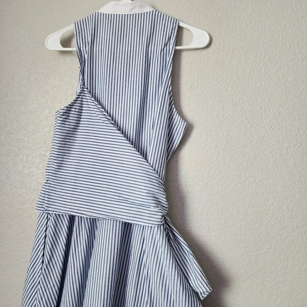 JONATHAN SIMKHAI‎ Stripe Asymmetrical Wrap Dress Tie Waist Size M